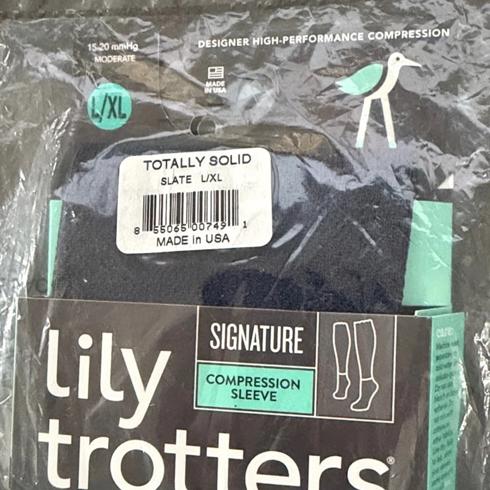 Lily Trotters Slate Grey Compression Sleeves 15-20 mmHG, Size L/XL🌿